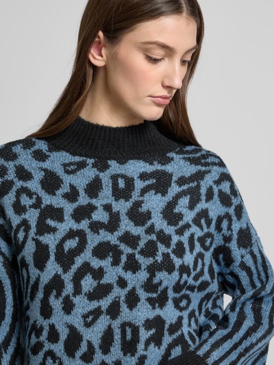 Vero Moda Regular Fit Strickpullover mit Animal-Print Modell 'MARS' Black 3