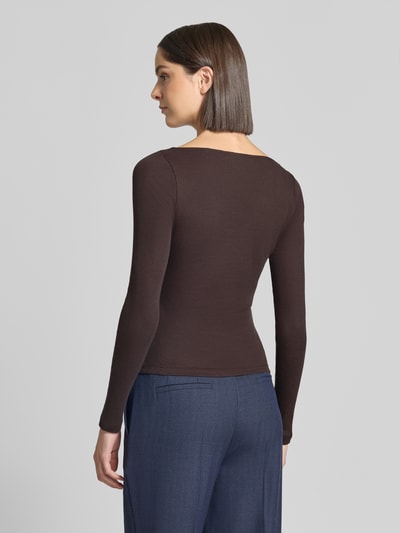 Rich & Royal Slim Fit Longsleeve aus reiner Baumwolle Schoko 5