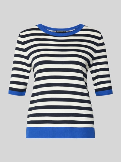 Produktfoto, Strickshirt aus Viskose-Mix mit Rundhalsausschnitt von Betty Barclay, Damen Regular-Fit, Allover-Look, blau-weiß gestreift