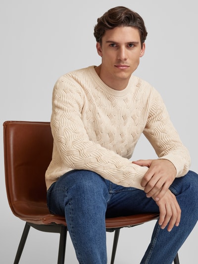 SELECTED HOMME Strickpullover mit Strukturmuster Modell 'CALLIS' Offwhite 3