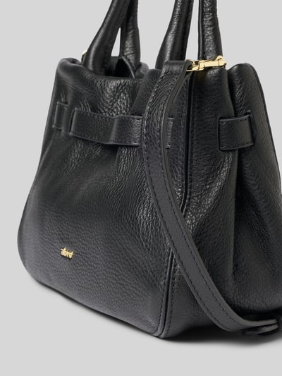 Produktfoto, Handtasche aus Leder Modell 'JILL' van Abro, zwart leer, goudkleurig label, hoofdvak met magneetsluiting, schouderriem