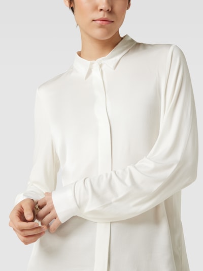 Milano Italy Overhemdblouse van een mix van viscose en elastaan met blinde knoopsluiting Offwhite - 3