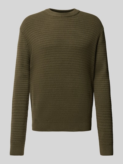 SELECTED HOMME Strickpullover mit gerippten Abschlüssen Dunkelgruen 1