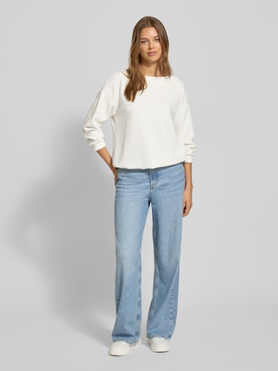 Jake*s Casual Longsleeve mit Rundhalsausschnitt Offwhite 1