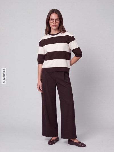 s.Oliver RED LABEL relaxed fit sweatshirt van katoenmix Donkerbruin - 1