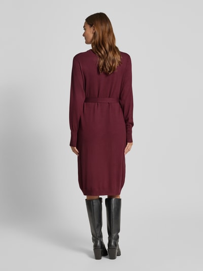 FREE/QUENT Overhemdjurk van viscosemix met strikceintuur, model 'Conny' Bordeaux - 5