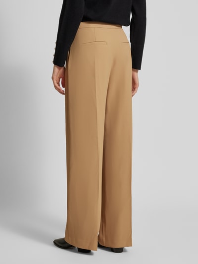 MOS MOSH Stoffen broek met wijde pijpen en persplooien, model 'Leya' Zand - 5