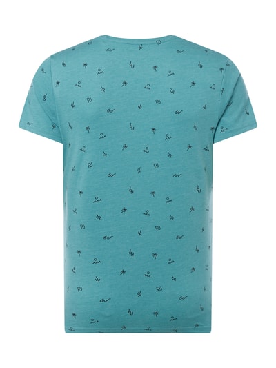 Pepe Jeans Regular fit T-shirt met all-over motief, model 'Lynch' Turquoise gemêleerd - 4