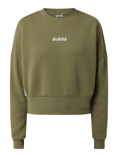 Guess Activewear Sweatshirt mit Logo-Streifen Modell 'Abby' Oliv 2