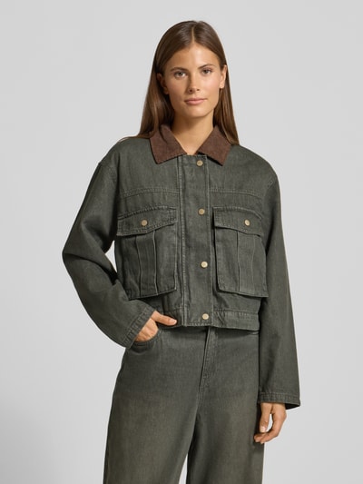 Vero Moda Regular fit jeansjack van puur katoen, model 'SAYLOR' Olijfgroen - 4