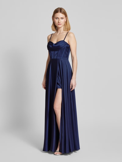 Mascara Abendkleid mit Wasserfall-Ausschnitt Marine 1