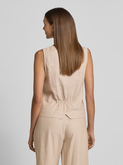FREE/QUENT Leinenweste mit V-Ausschnitt Modell 'Lava' Beige 5