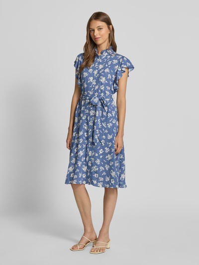 Lauren Ralph Lauren Knielange jurk met strikceintuur, model 'PRATIKA' Lichtblauw - 1