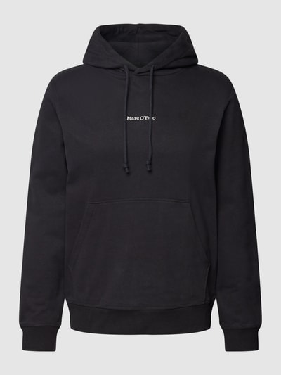 Marc O'Polo Hoodie met kangoeroezak en geborduurd label Zwart - 2