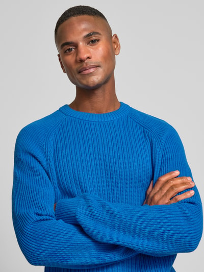 Tom Tailor Denim Regular Fit Strickpullover aus Baumwoll-Mix mit Strukturmuster Royal 3