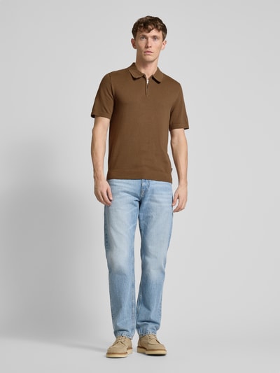 Jack & Jones Premium Regular Fit Poloshirt mit Label-Detail Modell 'MILANO SPRING' Mittelbraun 1