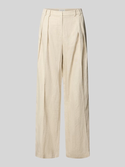 Produktfoto, Wide Fit Stoffhose aus Lyocell-Mix Modell 'Teni' von Copenhagen Muse, Damen Stoffhose in Beige, Bundfalten, glatte Textur