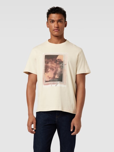 CK Calvin Klein T-Shirt mit Label-Print Modell 'PHOTO' Sand 4