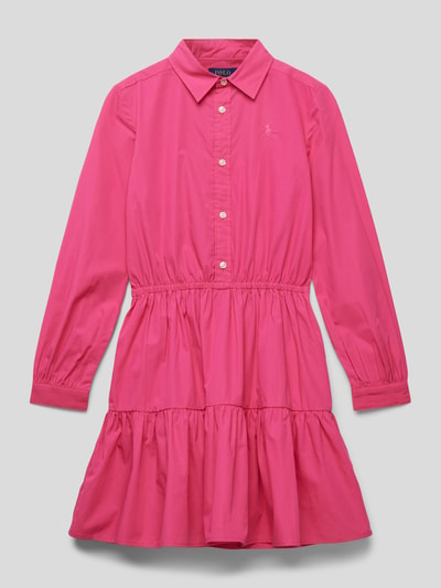 Polo Ralph Lauren Teens Kleid im Stufen-Look mit Knopfleiste Pink 1
