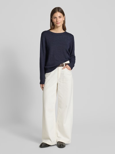 Vila Gebreide pullover met ronde hals, model 'Viril' Donkerblauw - 1