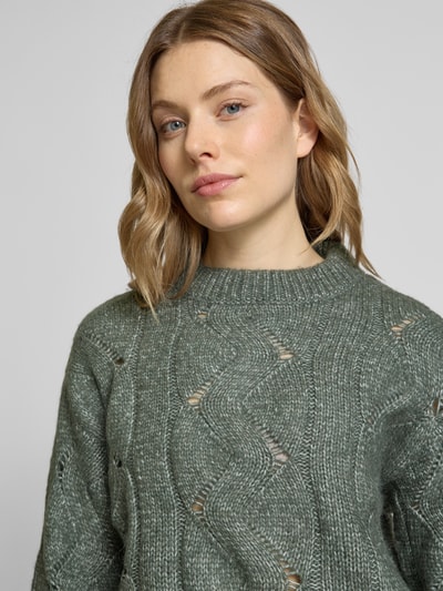 Vero Moda Sweter z dzianiny o kroju relaxed fit z dodatkiem wełny model ‘LINA’ Trzcinowy 3