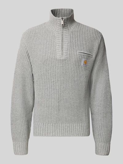 Produktfoto, Troyer mit Brustleistentasche Modell 'DETROIT' von Carhartt Work In Progress aus grauem Material-Mix mit Woll-Anteil, strukturierte Oberfläche