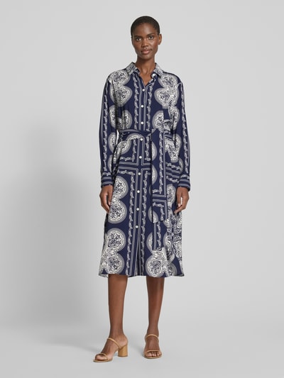 Seidensticker Sukienka midi z wiązanym paskiem Granatowy 4