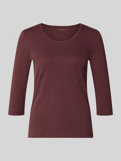 Produktfoto, Shirt aus reiner Baumwolle von Christian Berg Woman in Dunkelrot mit Rundhalsausschnitt, gerade Form, glatte Textur