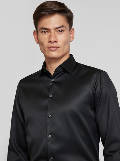 Jake*s Super Slim Fit Businesshemd aus Satin Black 3