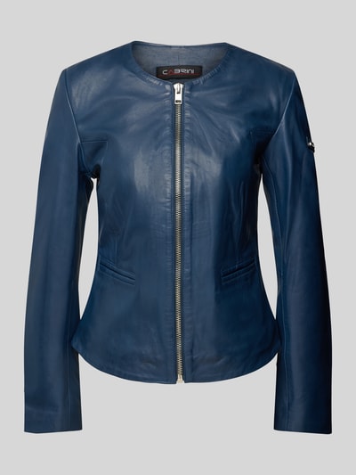 Cabrini Lederjacke mit Paspeltaschen Blau 2