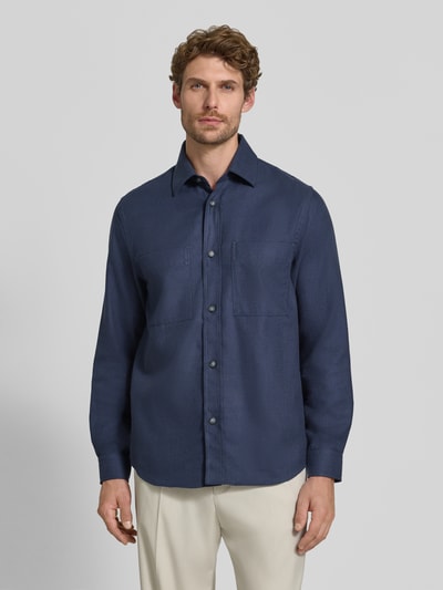 BOSS Relaxed Fit Freizeithemd aus Baumwoll-Lyocell-Mix Modell 'OWEN' Marine 4