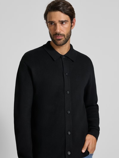 Jack & Jones Premium Gebreid jack met kentkraag, model 'MILANO' Zwart - 3