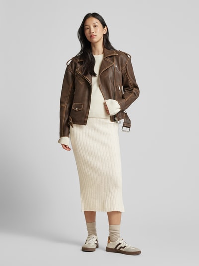 Vila Gebreide rok in riblook, model 'MIRAZ' Beige - 1