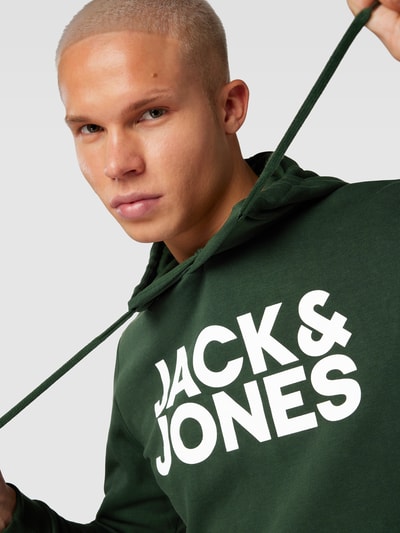 Jack & Jones Bluza z kapturem i detalem z logo model ‘ECORP’ Ciemnozielony 3