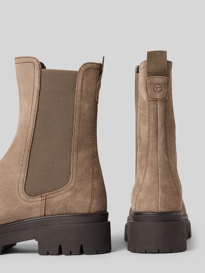 Produktfoto, beige-braune Chelseas aus echtem Rindsleder von Tamaris mit Kontrasteinsätzen und profilierter Sohle, Damen Chelseas von Tamaris
