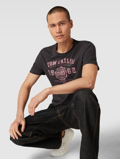 Tom Tailor T-Shirt mit Label-Print Anthrazit 3