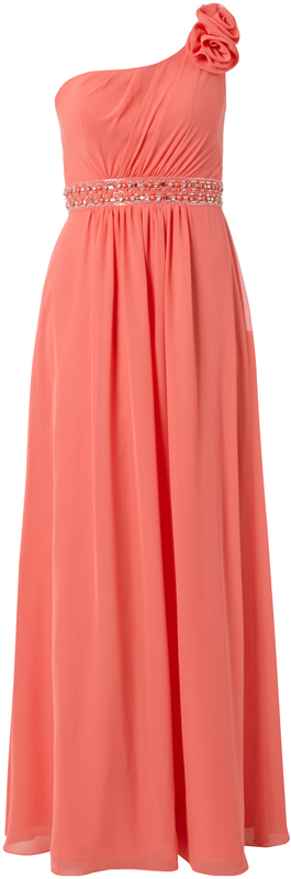 Niente Abendkleid mit One-Shoulder-Träger Koralle 7