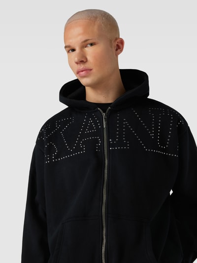 KARL KANI Sweatjack met label met siersteentjes, model 'Studded Retro' Zwart - 3