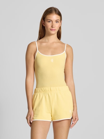 LeGer by Lena Gercke Korte top met labelstitching, model 'Ela' Lichtgeel - 4