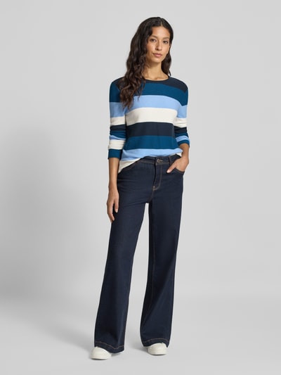 Tom Tailor Sweter z dzianiny o kroju regular fit z mieszanki bawełny i wiskozy Jasnoniebieski 1