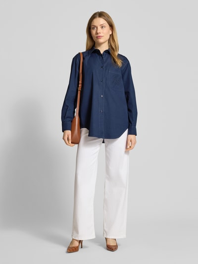 Emporio Armani Oversized Hemdbluse mit Label-Stitching Marine 1