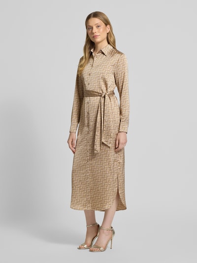 Lauren Ralph Lauren Overhemdjurk met strikceintuur, model 'KAYIN' Beige gemêleerd - 1