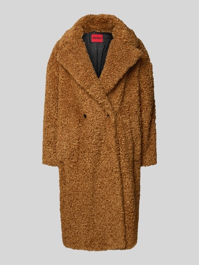 HUGO Oversized lange jas van imitatiebont met reverskraag, model 'MALITE_1' Cognac - 2