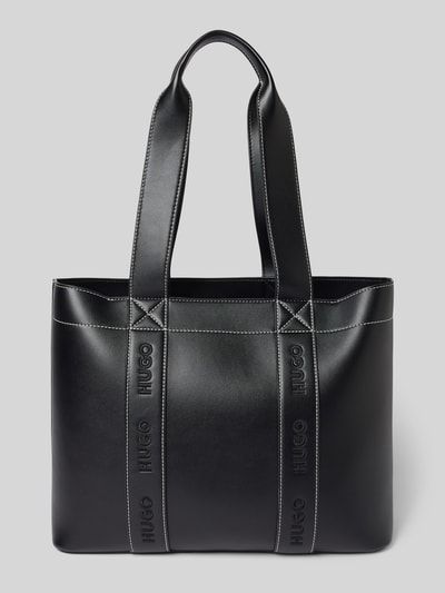 HUGO Torba shopper z wyhaftowanymi logo Czarny 4