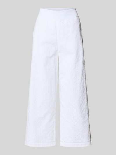 Marc Cain Wide Leg Stoffhose mit Lochstickerei Weiss 2