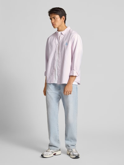 REVIEW Regular fit vrijetijdsoverhemd met logostitching Lichtroze - 1
