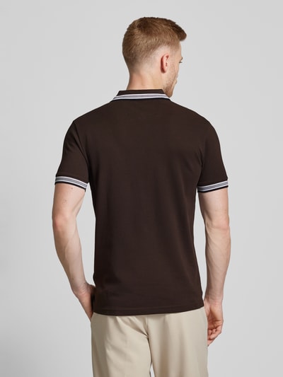 BOSS Green Regular fit poloshirt met labelstitching, model 'PADDY' Chocoladebruin - 5