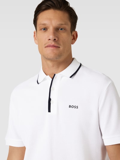 BOSS Green Regular fit poloshirt met labelprint Wit - 3