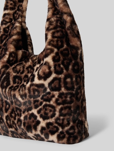 monari Handtasche aus Kunstfell in Leo-Optik Mittelbraun 3