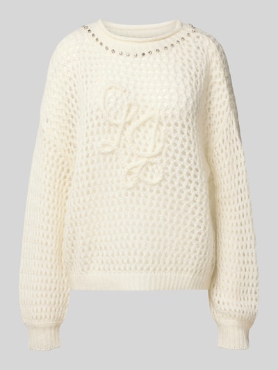 Liu Jo White Oversized Strickpullover mit Mohair- und Lanawoll-Anteil Offwhite 2